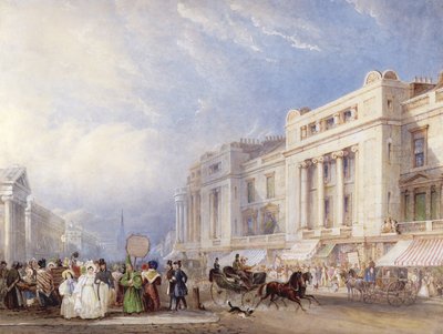 Regent Street, Londres, mirando al Norte, con Dickins y Jones a la derecha, y la Capilla Hanover a la izquierda, 1835 de George Shepherd